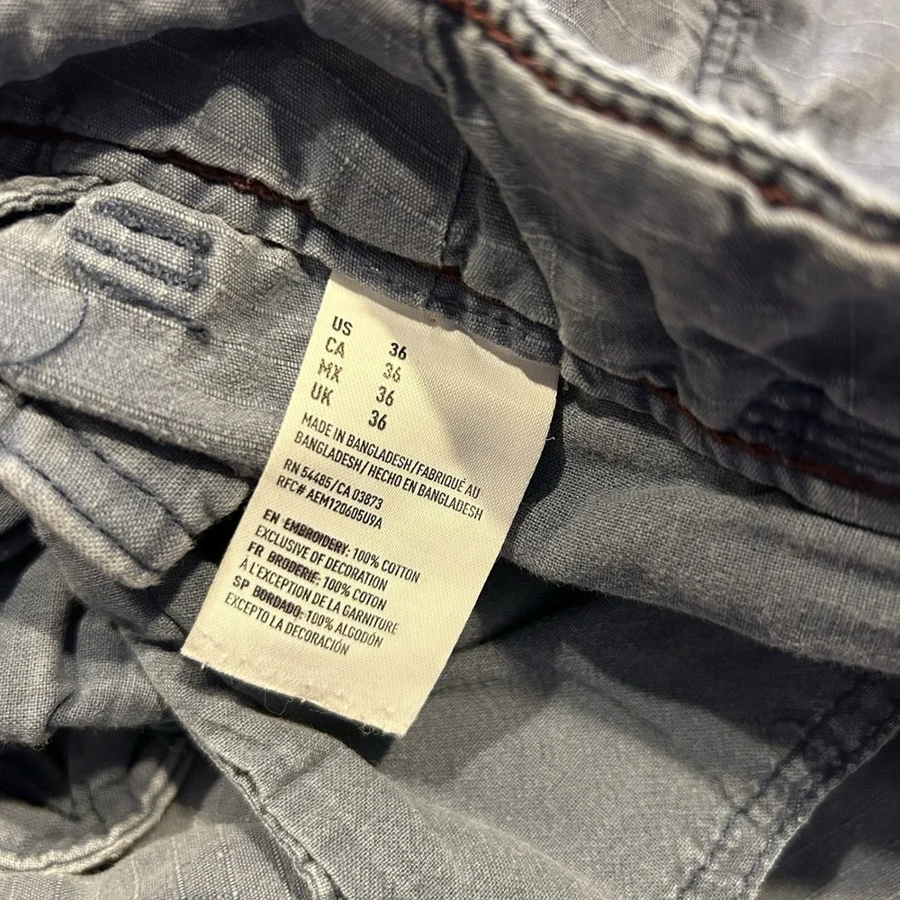 American Eagle Outfitters Cargo Shorts Mens 36 Blue Gray‎ Regular Fit Flat Front